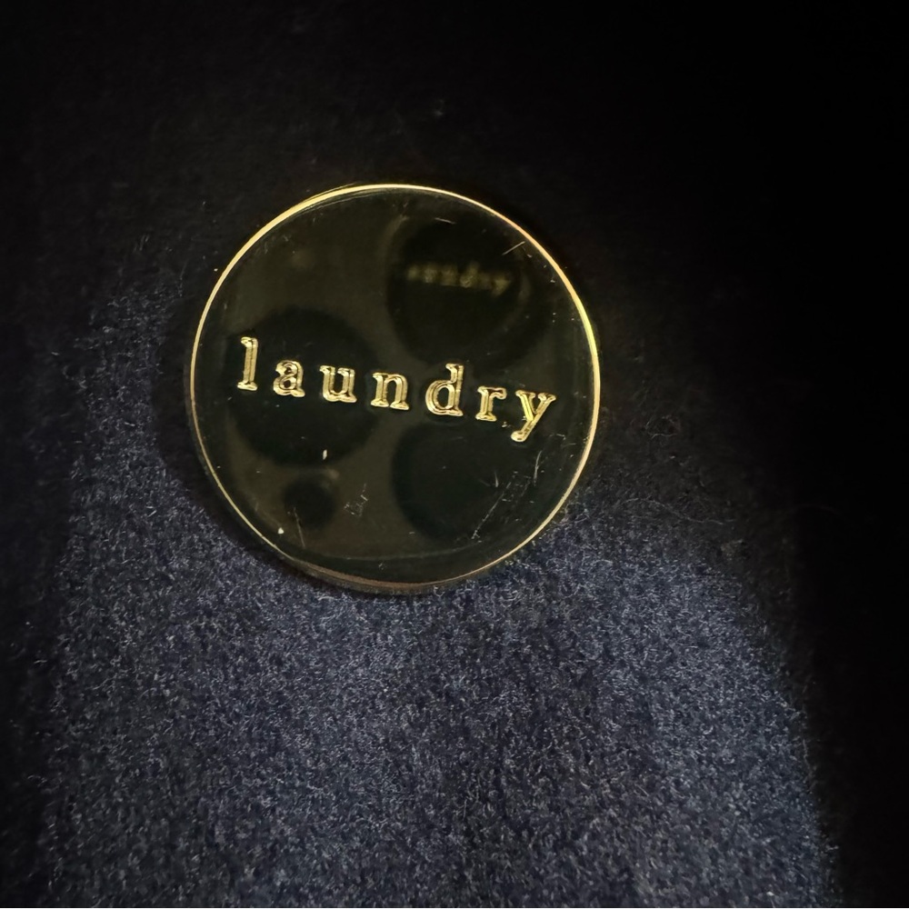Laundry By Shelli Segal Navy Double-Breasted Flared Peacoat with Gold Buttons - Picture 5 of 7